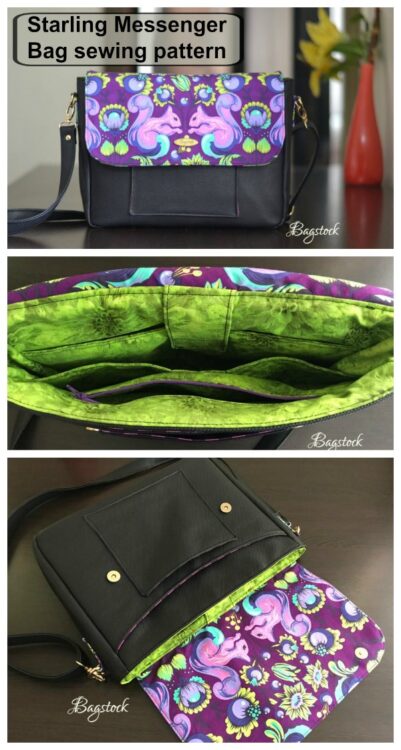 The Starling Messenger Bag is another fantastic creation from this most talented designer. She always makes such interesting and practical bags and this one is one of our favorite. It has lovely features and is crammed with really useful pockets.