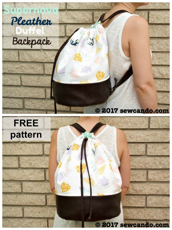 Supernova Pleather Drawstring Duffel Backpack FREE sewing pattern - Sew  Modern Bags