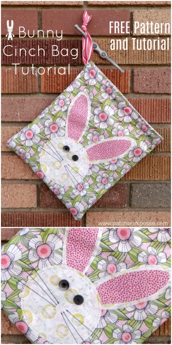 Easter Bunny Cinch Bag FREE sewing pattern