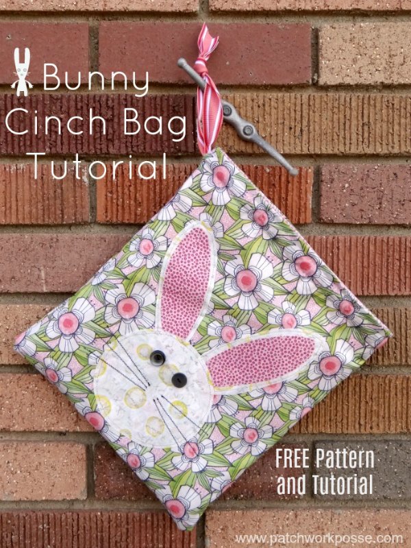 Easter Bunny Cinch Bag FREE sewing pattern