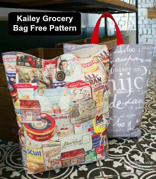 The Kailey Grocery Bag which is a free sewing pattern is perfect for trips to the grocery store. Also, you can roll the bag into a small bundle, so it can be easily held or stored in your purse when it is empty.