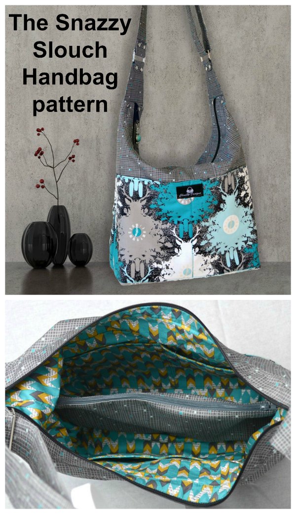 If you want to make yourself a fabulous bag that you can grab and throw over your shoulder then here is the downloadable pattern for The Snazzy Slouch. Aimed at the intermediate sewer this bag looks great and is super organized and roomy too.
