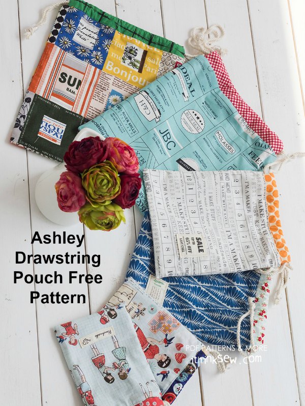 Free downloadable pattern. The absolutely adorable Ashley Drawstring Pouch comes in three convenient sizes, small, medium and large, meaning they are perfectly suited for various occasions. It's a wonderful project for anyone looking for a fantastically versatile pouch.