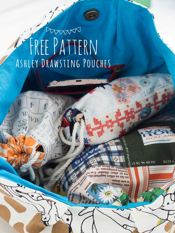 Free downloadable pattern. The absolutely adorable Ashley Drawstring Pouch comes in three convenient sizes, small, medium and large, meaning they are perfectly suited for various occasions. It's a wonderful project for anyone looking for a fantastically versatile pouch.