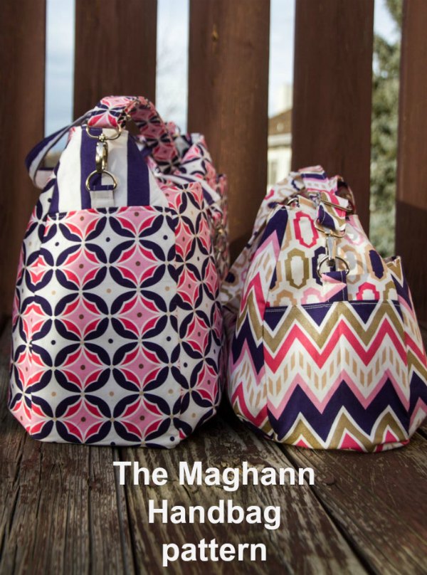 The Maghann Handbag digital pattern comes in two sizes, small and large. The handbag size is ideal to use daily as a medium-size purse, while the the large bag is great for the beach or a weekend trip. The designer describes her Maghann as having a classic style with a modern appeal. 