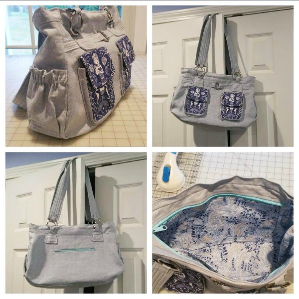Digital sewing pattern. This is the Olivia Bag and it is not only roomy and functional but it has loads of pockets as well, which means that having one of these bags will give you plenty of opportunities to be super organized. The Olivia Bag makes a great purse or handbag but can also be a hobo bag or even a fantastic diaper bag with all those pockets.
