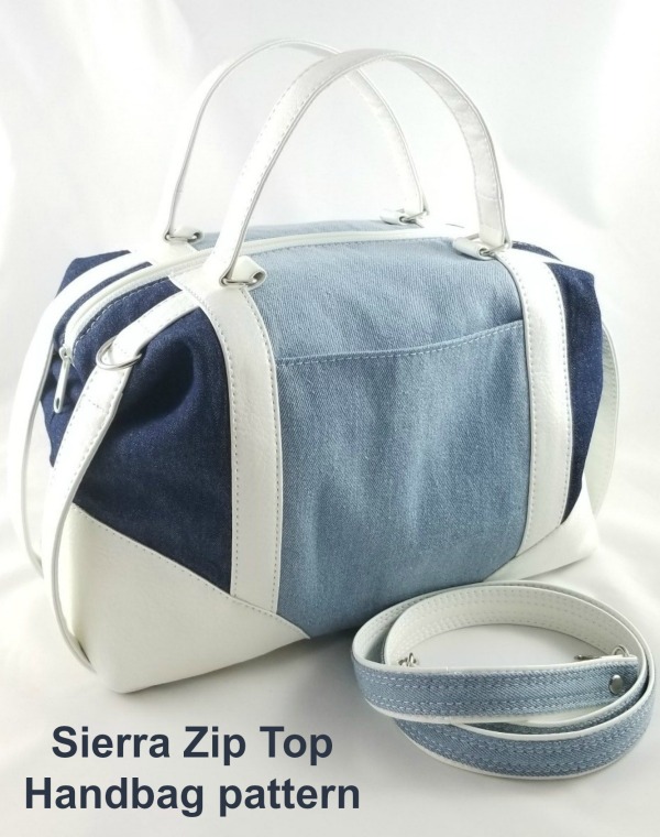 Digital sewing pattern. Carry your belongings in style with this large handbag. Sierra features two pockets, a long zipper for easy access, handles and a long removable shoulder strap. The side straps hold the bag in it’s trendy shape.