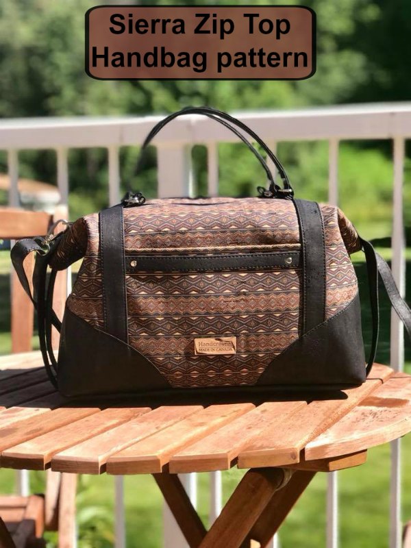 Digital sewing pattern. Carry your belongings in style with this large handbag. Sierra features two pockets, a long zipper for easy access, handles and a long removable shoulder strap. The side straps hold the bag in it’s trendy shape.