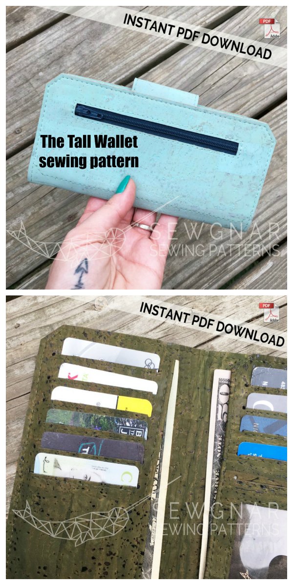 Tall Wallet sewing pattern