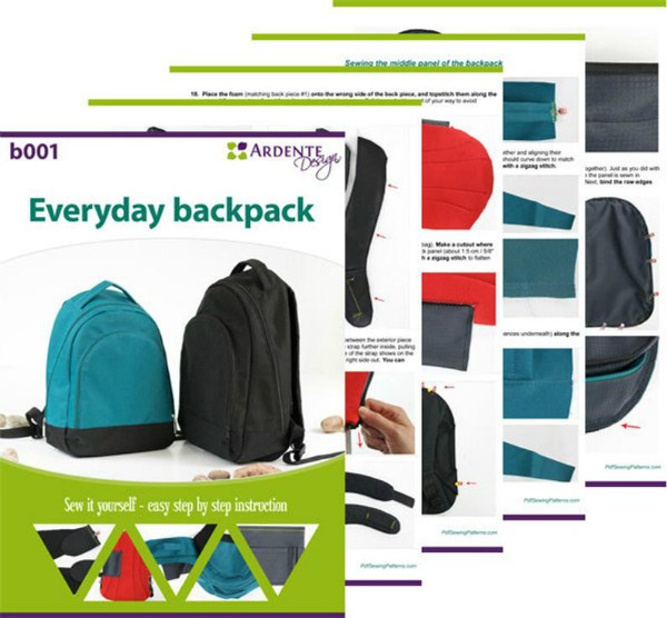 With this excellent digital pattern and tutorial, you will learn how to sew Everyday Backpacks for the whole family. This slightly sporty backpack is very versatile and will be perfect for girls, boys, men and women. As a great bonus, the Everyday Backpack comes in two sizes medium and large. The backpack is neatly finished and fully lined. It's functional but not too big and perfect for everyday situations.