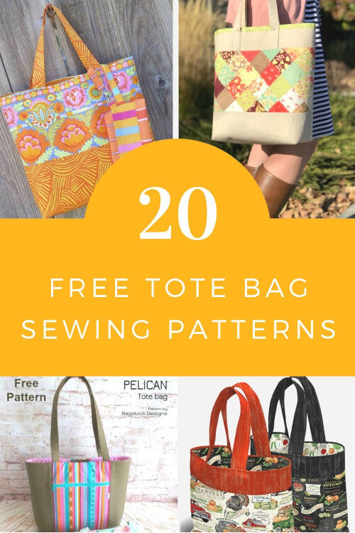 20 FREE tote bag sewing patterns. Al lof favorite (so far) tote bag purses and shoppers to sew, and all with free patterns. Tote bags for shopping and the market, fold up tote bag, tote bag purses and more. Lots of easy tote bag patterns for beginners, and plenty of smart tote bag purse sewing patterns for beginner plus. Free and easy DIY tote bag patterns.