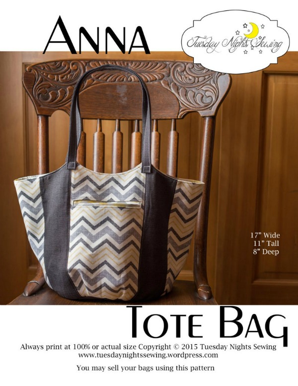 The Anna Tote Bag is a simple and fast sew that is a great bag for beginners and is easily customizable. It has great style, a roomy inside, a welt pocket in the front and a zipper pocket on the inside. 