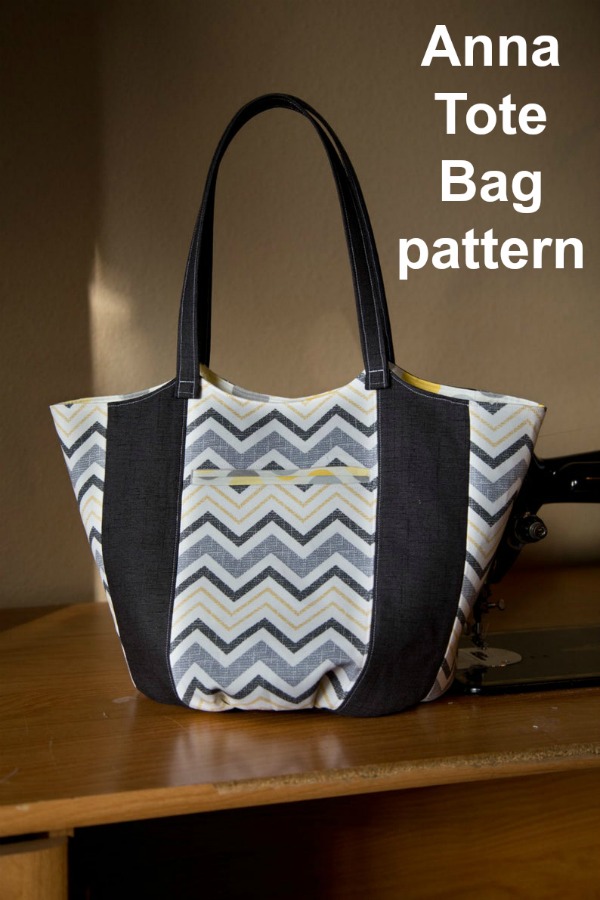 The Anna Tote Bag is a simple and fast sew that is a great bag for beginners and is easily customizable. It has great style, a roomy inside, a welt pocket in the front and a zipper pocket on the inside. 