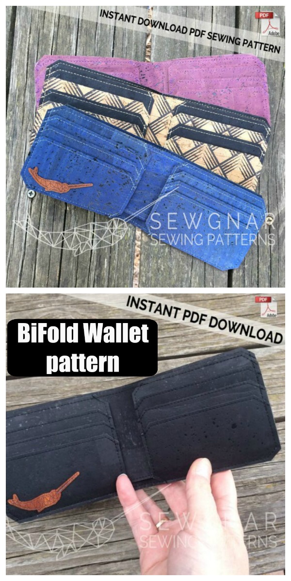 Making a Leather Unusual Bifold Wallet, Free PDF Pattern