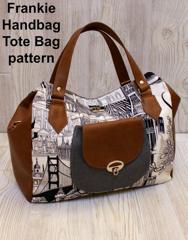 This awesome designer has created an easy-to-sew digital pattern for this spacious handbag tote. This everyday essential bag includes a patch pocket, a phone pocket and a zippered pocket, as well as a long removable strap. 