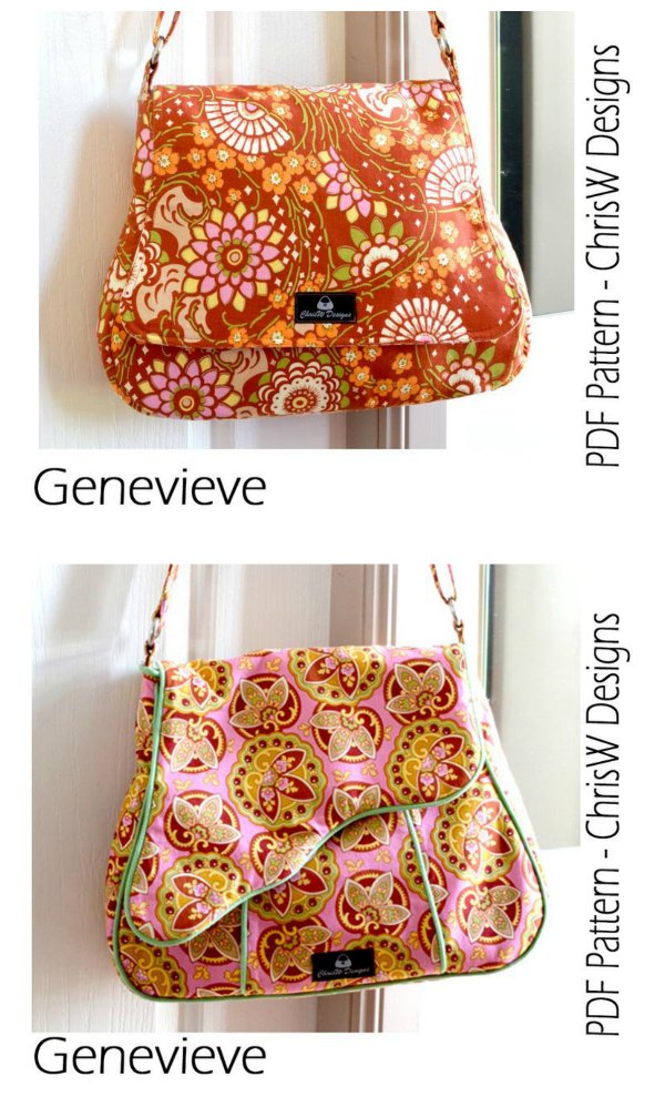 This is the sewing pattern for the Genevieve Messenger Style Handbag which comes with instructions to make three versions. You can choose from Plain with no piping, Regular flap with piping or Shaped flap, or make all three.