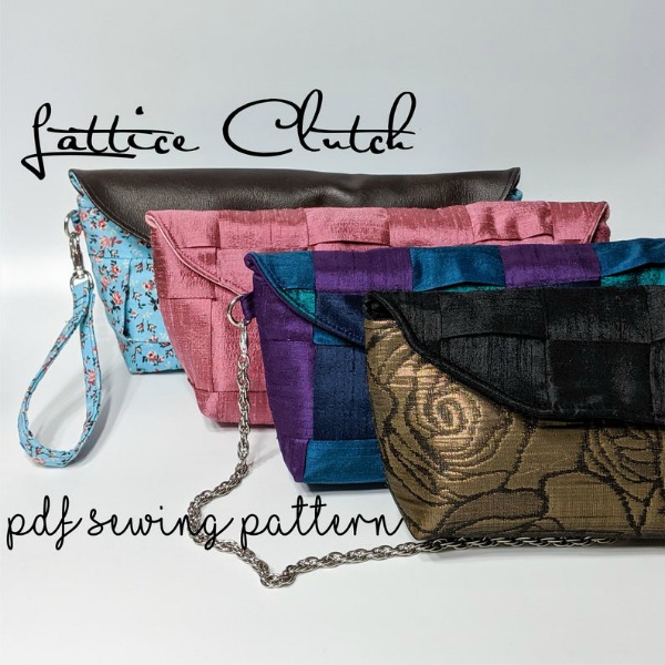 Lattice Clutch Bag pattern with 3 fun variations.