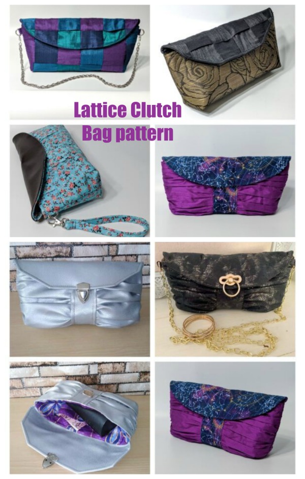 Lattice Clutch Bag pattern with 3 fun variations.