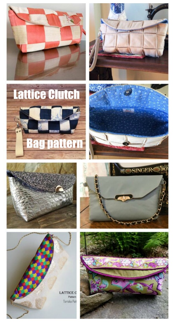 Lattice Clutch Bag pattern with 3 fun variations.