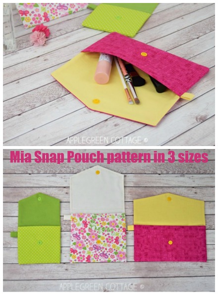 Set of 3 Envelope Pouches Sewing Pattern Accessory Pouch 