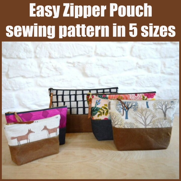 Easy Zipper Pouch sewing pattern in 5 sizes