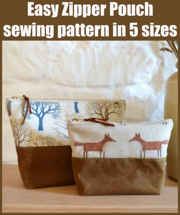 Easy Zipper Pouch sewing pattern in 5 sizes