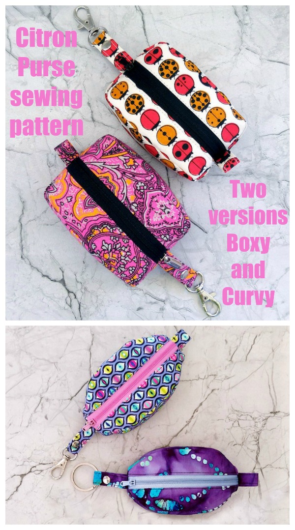 Citron Purse sewing pattern - 2 versions - boxy and curvy