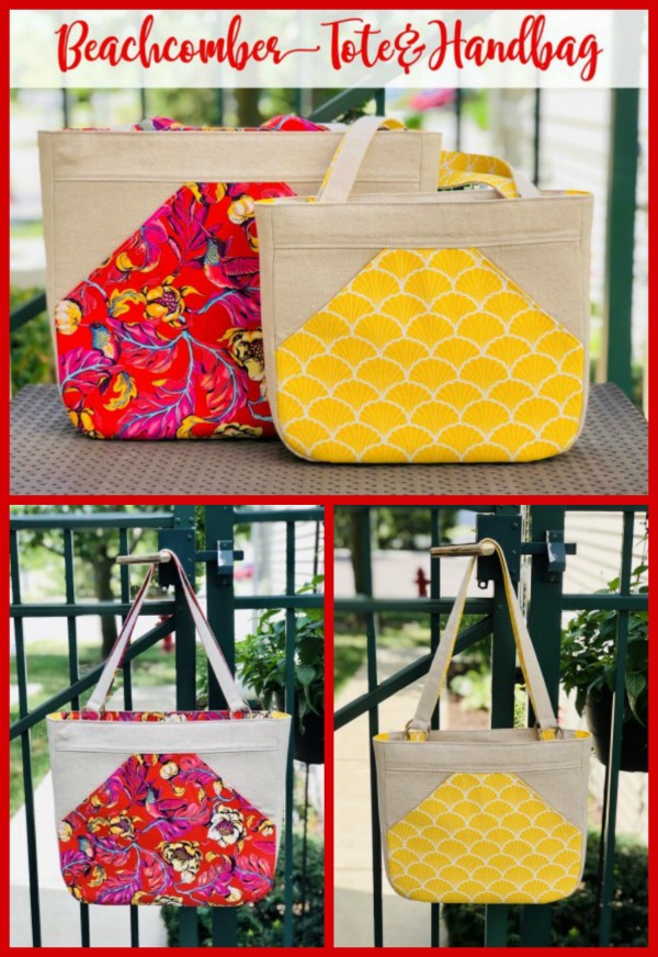 Sewing pattern for the Beachcomber Tote and Handbag (2 sizes), bags which are beautiful, classy and spacious!