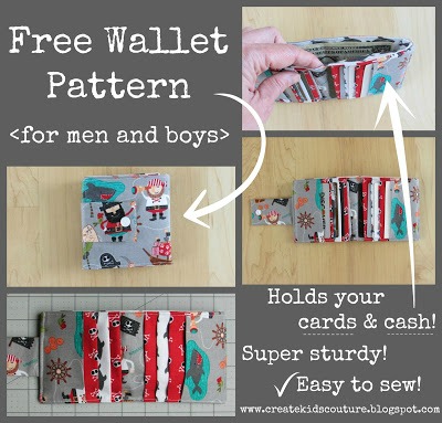 Free Wallet sewing pattern for Men and Boys