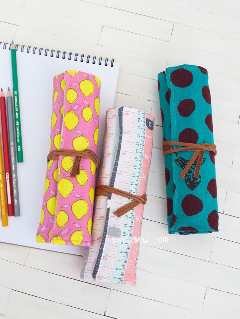 Spotted Roll Up Pencil Case · A Roll Up Pouch · Sewing on Cut Out