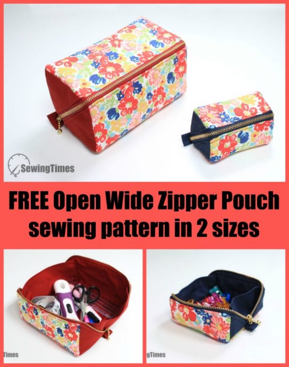 FREE Open Wide Zipper Pouch sewing tutorial in 2 sizes with video - Sew ...