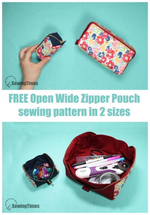 FREE Open Wide Zipper Pouch sewing tutorial in 2 sizes with video - Sew ...