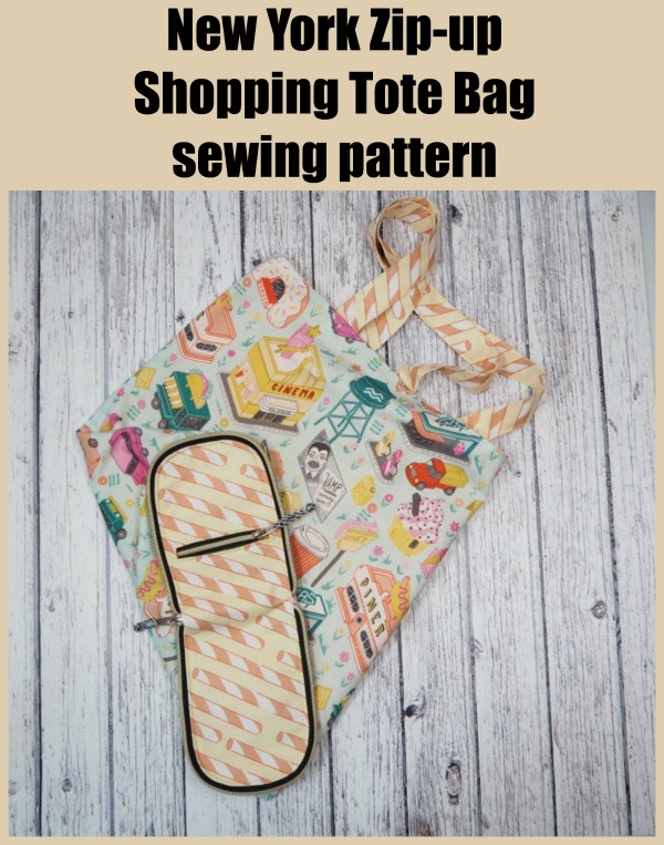 Sewing pattern for the New York Zip-up Shopping Tote Bag