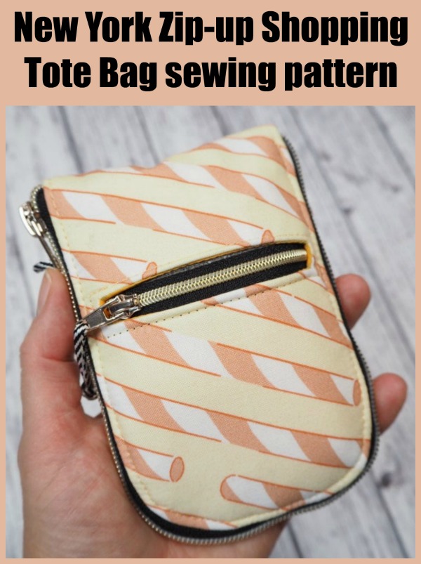 New York Zip-up Shopping Tote Bag sewing pattern