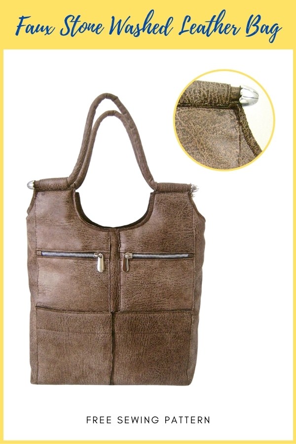 Faux Stone Washed Leather Bag FREE sewing pattern