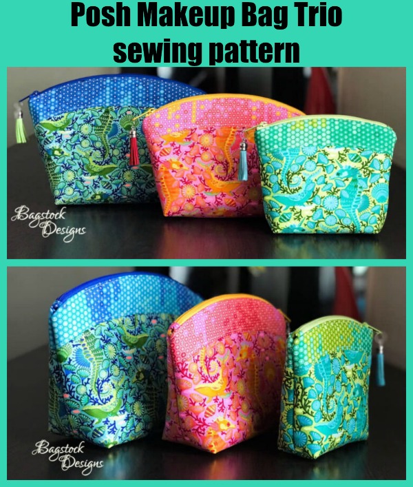 Posh Makeup Bag Trio sewing pattern