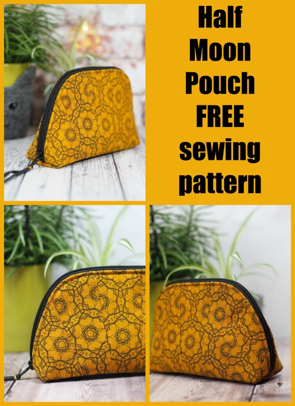 Half Moon Pouch FREE sewing pattern