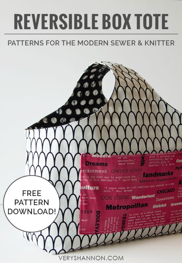 Reversible Box Tote Bag FREE sewing pattern