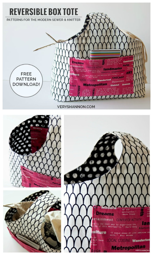Reversible Box Tote Bag FREE sewing pattern