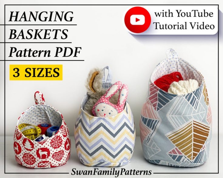 Hanging storage baskets (3 sizes +video) - Sew Modern Bags