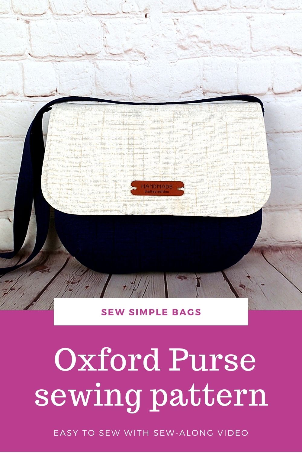 Oxford purse sewing pattern, easy bag to sew for beginners