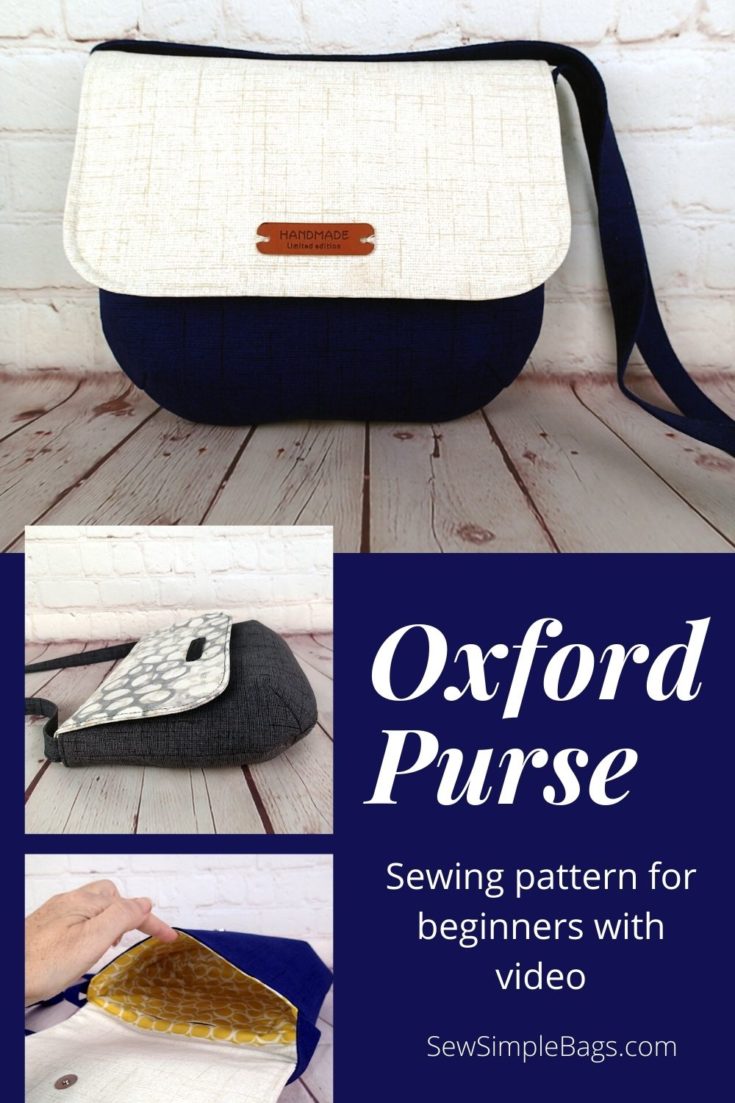 Oxford Purse easy shoulder bag sewing pattern with video - Sew Modern Bags