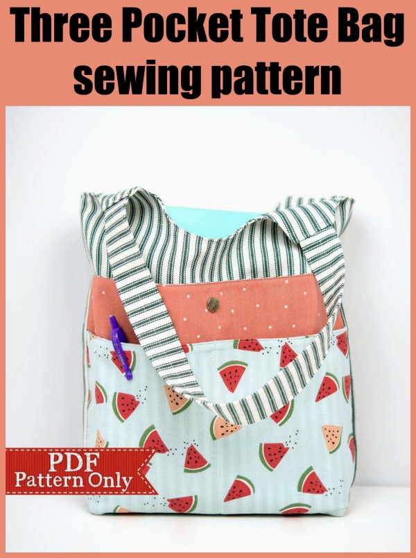 Three Pocket Tote Bag sewing pattern - Sew Modern Bags