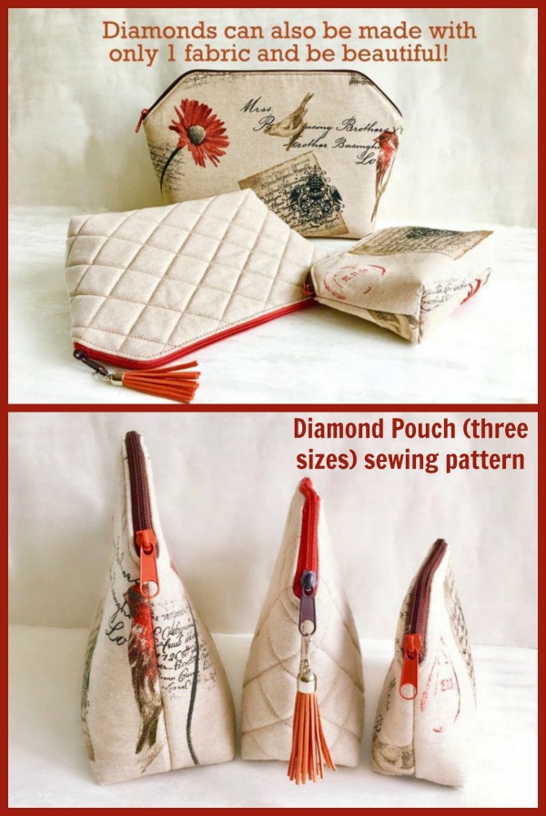 Diamond Pouch (3 sizes) sewing pattern