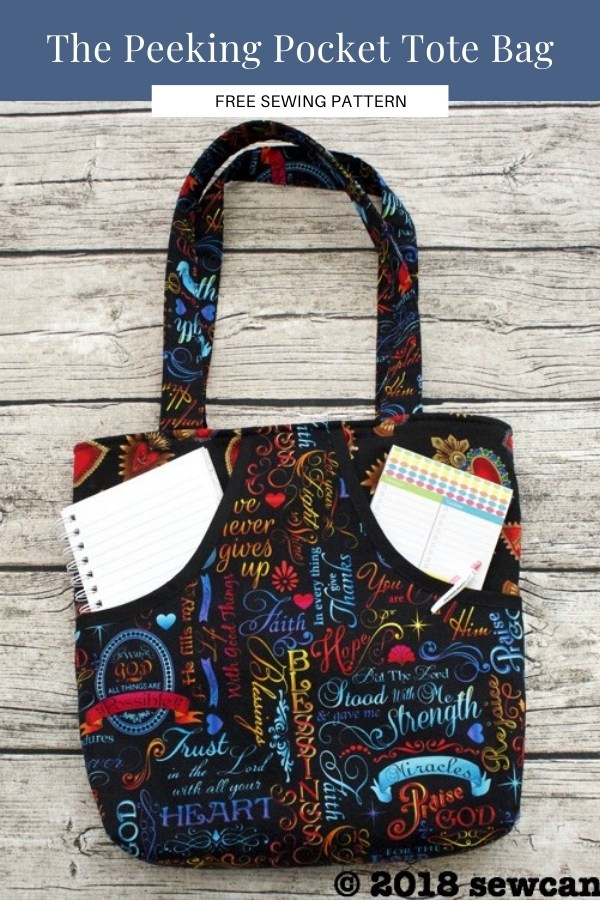The Peeking Pocket Tote Bag FREE sewing pattern