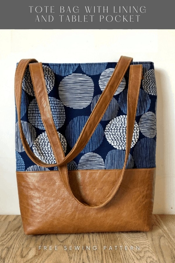 Tote Bag with lining and tablet pocket FREE sewing pattern (with video)