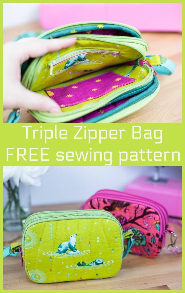 Triple Zipper Bag FREE sewing pattern - Sew Modern Bags