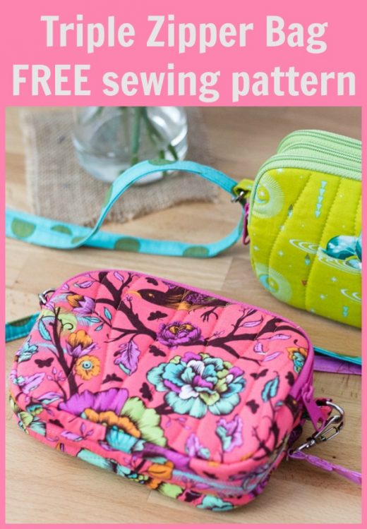 Triple Zipper Bag FREE sewing pattern - Sew Modern Bags