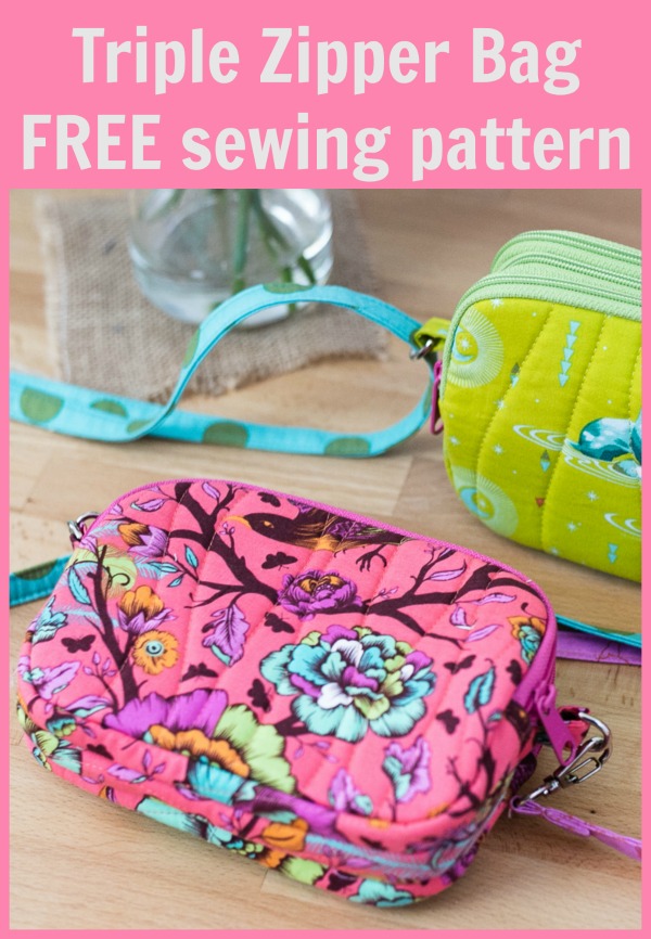 Triple Zipper Bag FREE sewing pattern - Sew Modern Bags