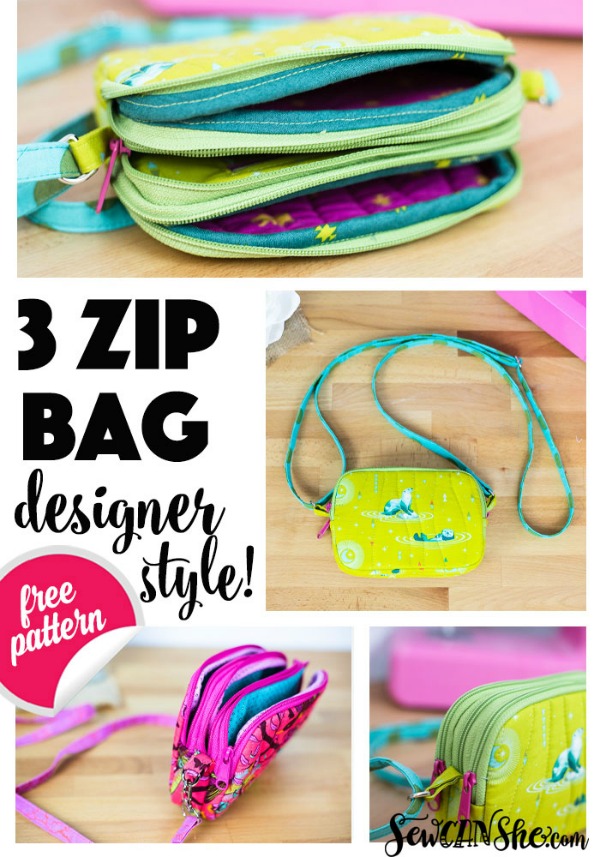 Triple Zipper Bag FREE sewing pattern